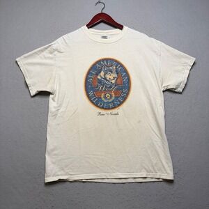 Delta T-Shirt Mens L‎ Cream All American Wolf Wilderness Reno Nevada Vintage 90s